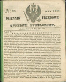 Dziennik Urzędowy Gubernii Lubelskiey 1844, Nr 20 (6/18 maj)