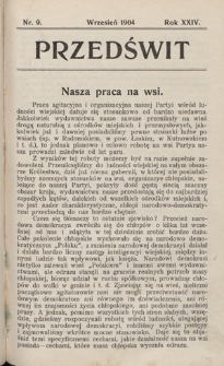 Przedświt : miesięcznik polityczno-społeczny : organ Polskiej Partyi Socyalistycznej. R. 24, nr 9 (wrzesień 1904)