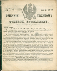 Dziennik Urzędowy Gubernii Lubelskiey 1844, Nr 33 (5/17 sierp.)