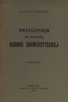 Przyczynek do polskiej kroniki uniwersyteckiej