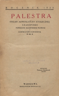 Palestra. Spis Rzeczy R. 2 (1925)