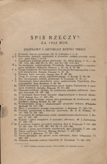 Palestra. Spis rzeczy R. 5 (1928)