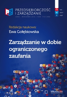 Zarządzanie w dobie organicznego zarządzania / red. Ewa Gołębiowska. - Vol. 17, z. 10, cz. 2 (2016)