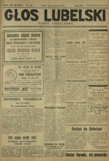 Głos Lubelski : pismo codzienne. R. 16, nr 220 (14 sierpnia 1929)