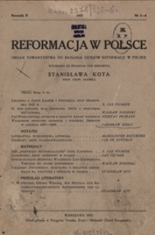 Reformacja w Polsce : organ Towarzystwa do Badania Dziejów Reformacji w Polsce R. 2, nr 5-6 (1922)