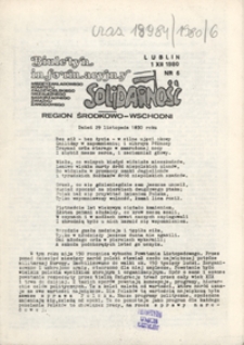 Biuletyn Informacyjny Międzyzakładowego Komitetu Założycielskiego Niezależnego Samorządnego Zwiazku Zawodowego "Solidarność" Region Środkowo-Wschodni Nr 6 (1 grudz. 1980)
