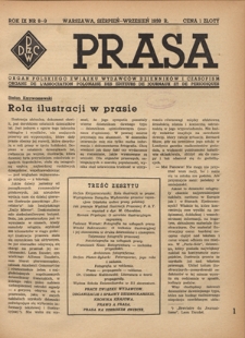 Prasa : organ Polskiego Związku Wydawców Dzienników i Czasopism : czasopismo poświęcone sprawom wydawniczo-prasowym. R. 9, nr 8-9 (sierpień-wrzesień 1938)