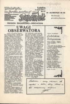 Biuletyn Informacyjny Międzyzakładowego Komitetu Założycielskiego Niezależnego Samorządnego Zwiazku Zawodowego "Solidarność" Region Środkowo-Wschodni Nr 27 (11 maj 1981)