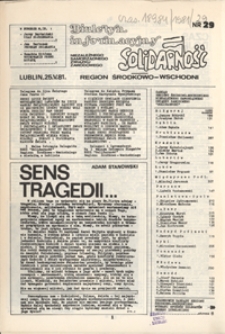 Biuletyn Informacyjny Niezależnego Samorządnego Zwiazku Zawodowego "Solidarność" Region Środkowo-Wschodni Nr 29 (25 maj 1981)