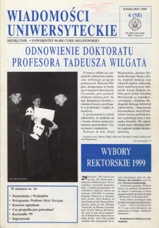 Wiadomości Uniwersyteckie R. 9, nr 4=58 (kwiecień 1999)