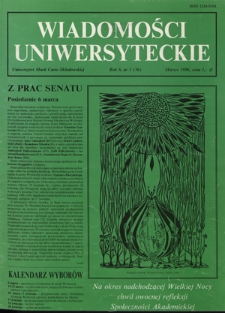 Wiadomości Uniwersyteckie / Uniwersytet Marii Curie-Skłodowskiej R. 6, nr 2=36 (marzec 1996)