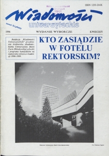 Wiadomości Uniwersyteckie / Uniwersytet Marii Curie-Skłodowskiej R. 6 (kwiecień 1996), wydanie wyborcze