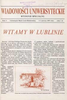 Wiadomości Uniwersyteckie / Uniwersytet Marii Curie-Skłodowskiej R. 5 (2-3 czerwca 1995), wydanie specjalne