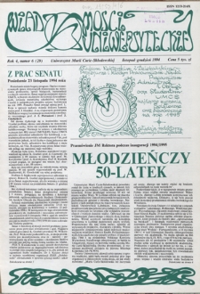 Wiadomości Uniwersyteckie / Uniwersytet Marii Curie-Skłodowskiej R. 4 (1994)