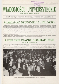 Wiadomości Uniwersyteckie / Uniwersytet Marii Curie-Skłodowskiej R. 4 (1-4 września 1994), wydanie specjalne