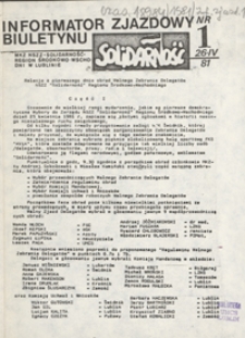 Informator Zjazdowy Biuletynu "Solidarność" Nr 1 (26 kwiec. 1981)