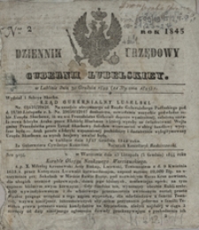 Dziennik Urzędowy Guberni Lubelskiey 1845, Nr 2 + dodatek
