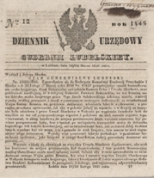 Dziennik Urzędowy Guberni Lubelskiey 1845, Nr 12 + dodatek
