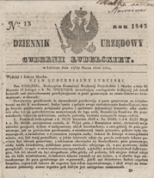 Dziennik Urzędowy Guberni Lubelskiey 1845, Nr 13 + dodatek