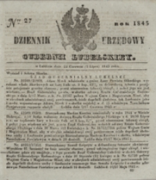 Dziennik Urzędowy Guberni Lubelskiey 1845, Nr 27 + dodatek