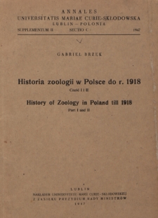Historia zoologii w Polsce do r. 1918. Część 1 i 2
