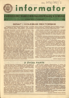 Informator / Uniwersytet Marii Curie-Skłodowskiej w Lublinie Nr 2 (kwiecień/czerwiec 1978)