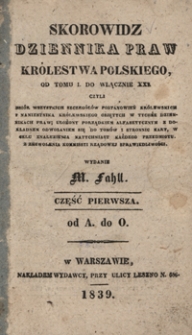 Dziennik Praw 1839 Cz. 1 Skorowidz do T. 1-21 (A-O)