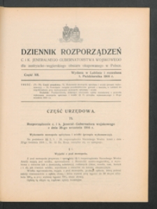 Dziennik Rozporządzeń c. i k. Jeneralnego Gubernatorstwa Wojskowego dla Austryacko-Węgierskiego Obszaru Okupowanego w Polsce 1916, Cz. 12 (1 paźdz.)