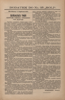 Rola : pismo tygodniowe / pod redakcyą Jana Jeleńskiego. Dodatek do R. 2, nr 25 (1884)