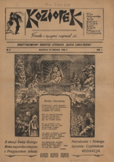 Koziołek : dwutygodniowy dodatek literacki do Głosu Lubelskiego R. 1, Nr 5 (25 grudz. 1938)