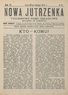 Nowa Jutrzenka : tygodniowe pismo obrazkowe R. 6, Nr 9 (27 lutego 1913)