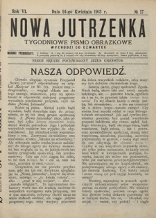 Nowa Jutrzenka : tygodniowe pismo obrazkowe R. 6, Nr 17 (24 kwietnia 1913)