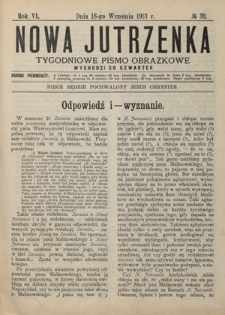 Nowa Jutrzenka : tygodniowe pismo obrazkowe R. 6, Nr 38 (18 września 1913)