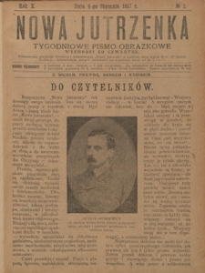 Nowa Jutrzenka : tygodniowe pismo obrazkowe R. 10, Nr 1 (4 stycznia 1917)