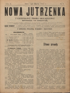 Nowa Jutrzenka : tygodniowe pismo obrazkowe R. 10, Nr 9 (1 marca 1917)