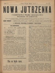 Nowa Jutrzenka : tygodniowe pismo obrazkowe R. 10, Nr 22 (31 maja 1917)