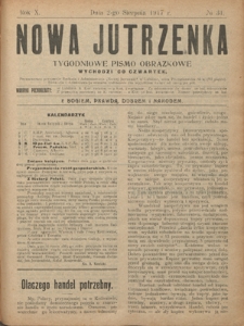 Nowa Jutrzenka : tygodniowe pismo obrazkowe R. 10, Nr 31 (2 sierpnia 1917)