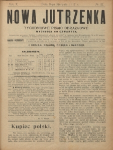 Nowa Jutrzenka : tygodniowe pismo obrazkowe R. 10, Nr 32 (9 sierpnia 1917)