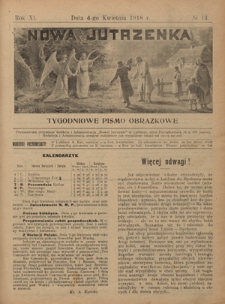 Nowa Jutrzenka : tygodniowe pismo obrazkowe R. 11, Nr 14 (4 kwietnia 1918)