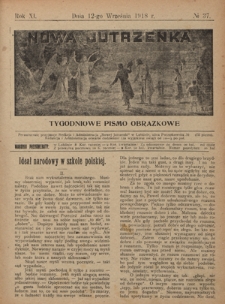 Nowa Jutrzenka : tygodniowe pismo obrazkowe R. 11, Nr 37 (12 września 1918)