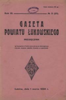 Gazeta Powiatu Łukowskiego R. 3, 1930 Nr 3 (21)