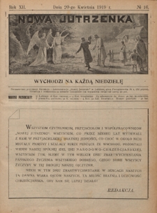 Nowa Jutrzenka : wychodzi na każdą niedzielę R. 12, Nr 16 (20 kwietnia 1919)