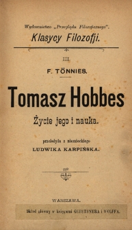 Tomasz Hobbes : życie jego i nauka