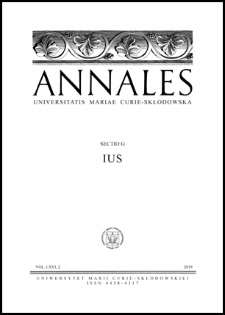 Annales Universitatis Mariae Curie-Skłodowska. Sectio G, Ius. Vol. 66 (2019), 2 - Spis treści