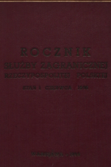 Rocznik Służby Zagranicznej Rzeczypospolitej Polskiej według stanu na 1 czerwca 1939