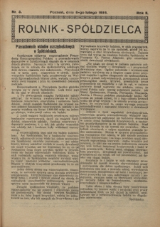 Rolnik - Spółdzielca. R. 2, nr 3 (8 lutego 1925)