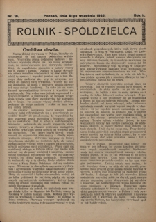 Rolnik - Spółdzielca. R. 2, nr 18 (6 września 1925)