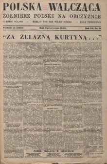 Polska Walcząca - Żołnierz Polski na Obczyźnie = Fighting Poland : weekly for the Polish Forces. R. 7, nr 36 (8 września 1945)