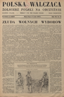 Polska Walcząca - Żołnierz Polski na Obczyźnie = Fighting Poland : weekly for the Polish Forces. R. 7, nr 37 (22 września 1945)