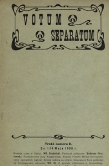 Votum Separatum. No 2 (01/14 maja 1908)